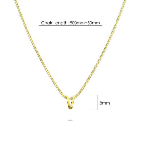 Initials Brick Alphabet Letter Necklace Gold Layered Steel Jewellery